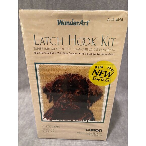 Latch Hook Kit Chocolate #4696 Dog Lab New 12" x 12" CARON WonderArt - Picture 7 of 9